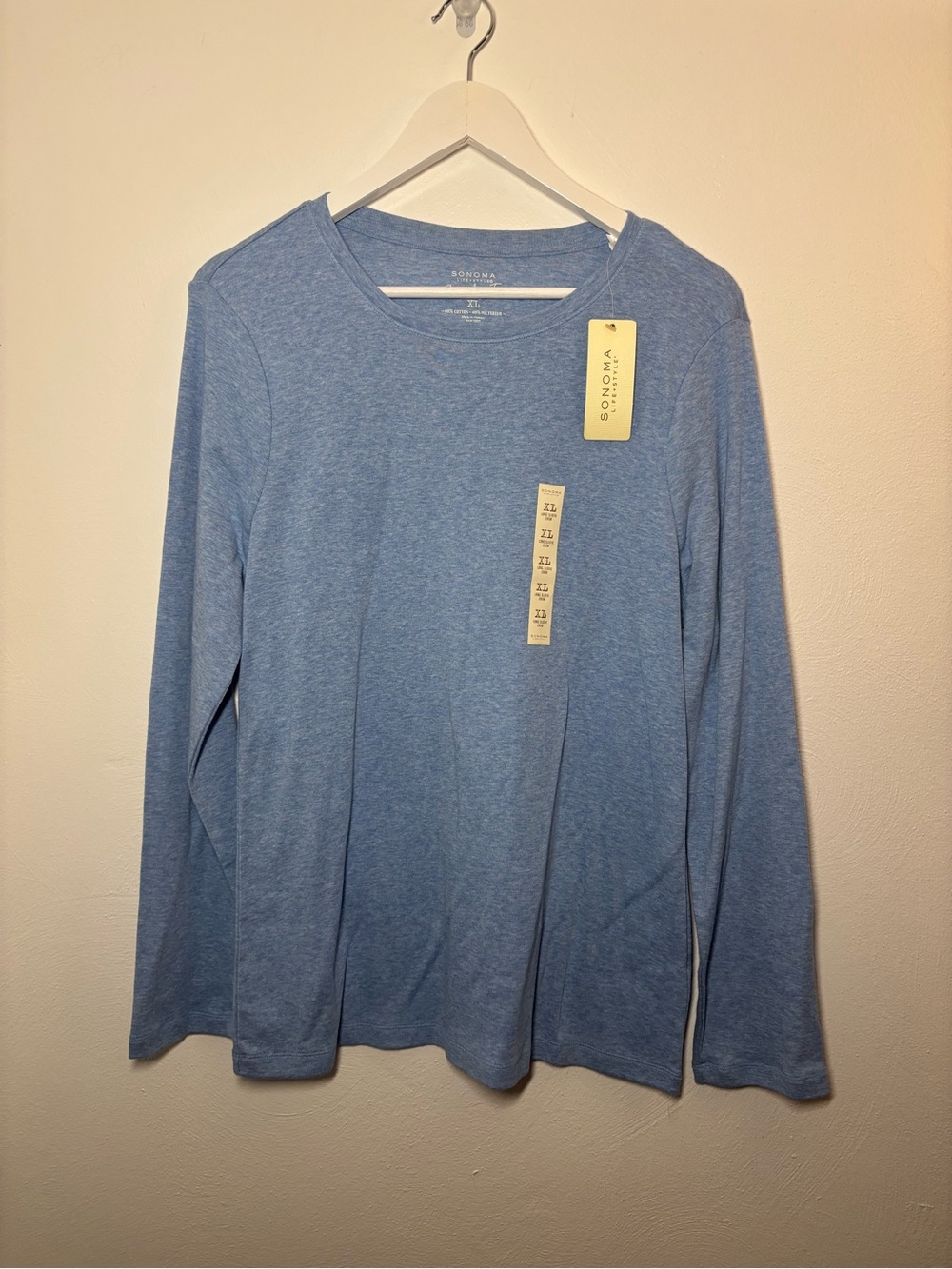 Sonoma Life + Style Light Blue Long Sleeve Crew Neck Top Size XL
